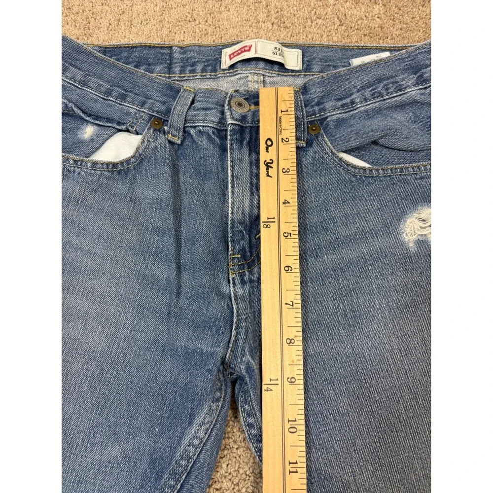 Levi's 511 Slim Fit Mens Jeans Medium Wash Distressed Pockets W28 L28‎